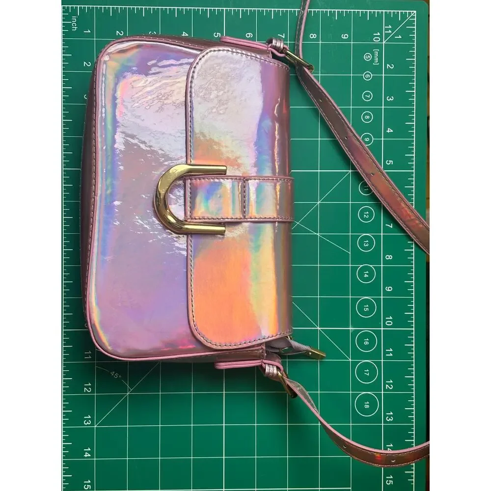 Y2K Holographic Pink Baguette Shoulder Bag Buckle Flap Fairycore Festival